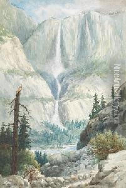 Yosemite Falls, 1901 Oil Painting - Christian A. Jorgensen