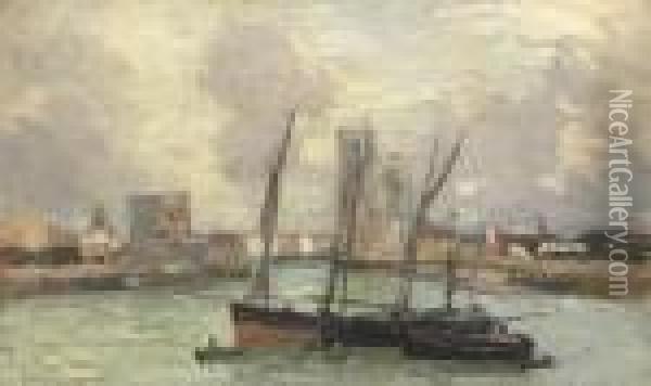 Barques De Peche Dans Le Port De La Rochelle Oil Painting - Albert Lebourg