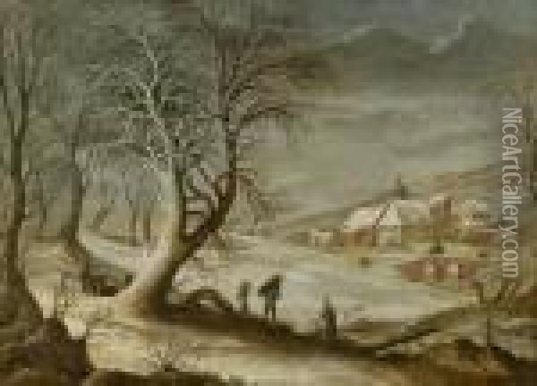 Zugeschrieben: Winterlandschaf Oil Painting - Frans de Momper