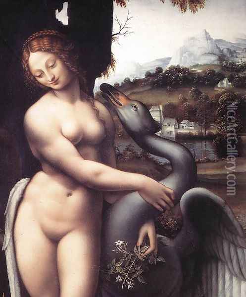 Leda (detail) 1508-15 Oil Painting - Leonardo Da Vinci