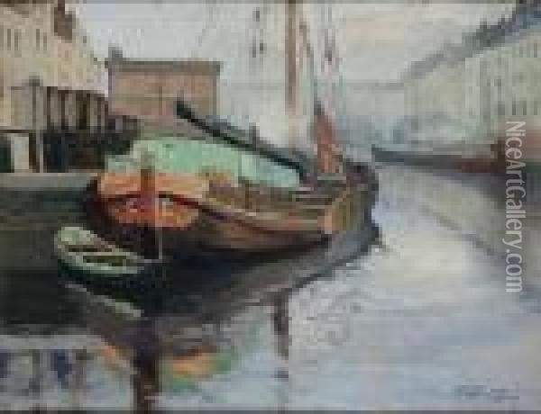 Vue Du Port De Bruxelles Oil Painting - Isidore Verheyden