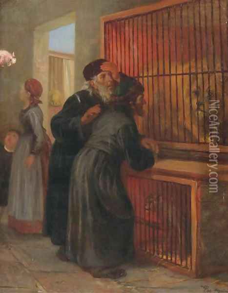 Jewish visitors at the zoo Oil Painting - Paul Friedrich Meyerheim