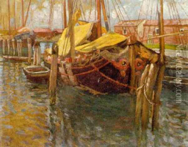 Canal In Chioggia Oil Painting - Eduard Ameseder