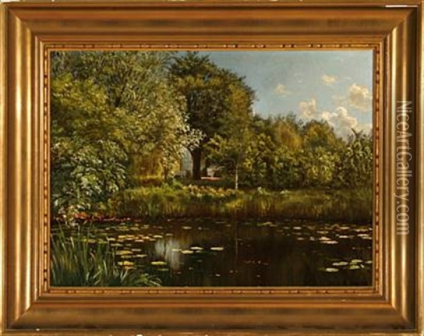 A Summer Day At A Forest Lake Oil Painting - Johannes Herman Brandt