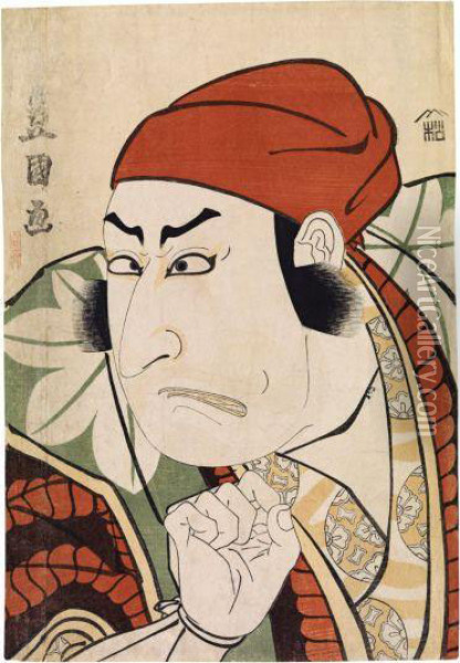 Portrait Okubi-e De L'acteur Ichikawa Omezo I Oil Painting - Toyokuni