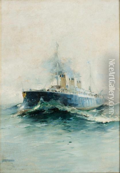 Pansarfartyg Oil Painting - Arvid Johansson