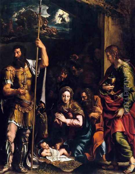 Adoration of the Shepherds Oil Painting - Giulio Romano (Orbetto)