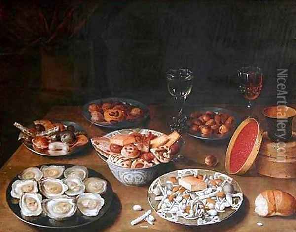 Still Life with Oysters Oil Painting - Osias, the Elder Beert