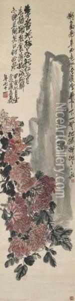 Chrysanthemum Oil Painting - Wu Changshuo