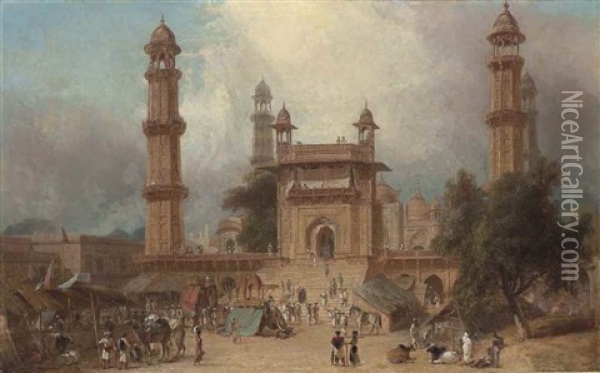 Mosque At Muttra In The Province Of Agra Oil Painting - William Daniell
