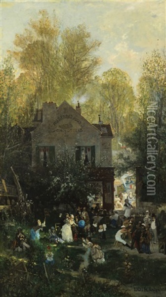 Au Rendez-vous Des Canotiers Oil Painting - Luigi Loir
