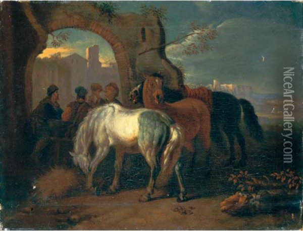 La Sosta Oil Painting - Pieter van Bloemen