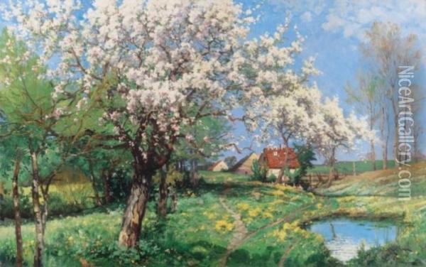 Spring Landscape Oil Painting - Karl Kaufmann