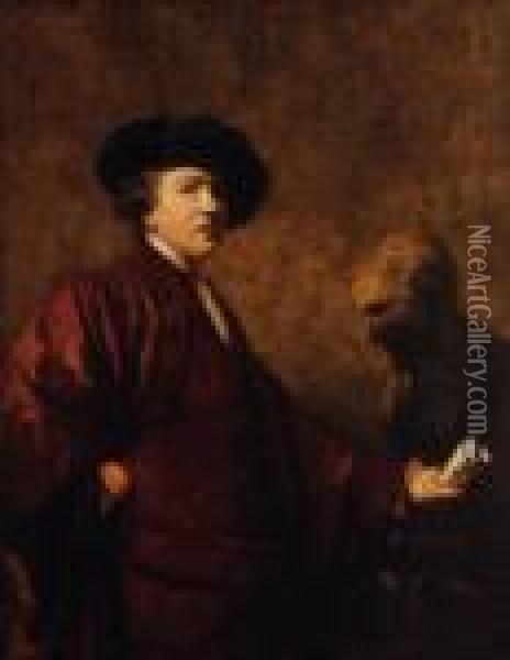  Autoportrait En Habit De 
Presidentd'academie Royale De Peinture De Londres, Contemplant Le Buste 
Demichel- Ange  Oil Painting - Sir Joshua Reynolds