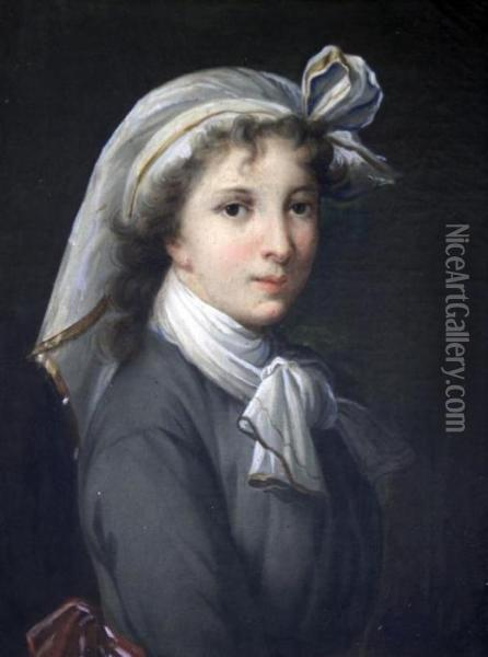 Portrait Of A Young Lady With Ribbon-tied Hair Oil Painting - Elisabeth Vigee-Lebrun