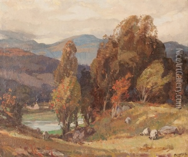 Highland Glen In Autumn Oil Painting - Robert Hope