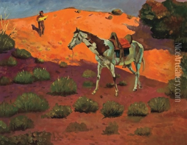 An Indian And His Horse Oil Painting - Edwin Willard Deming