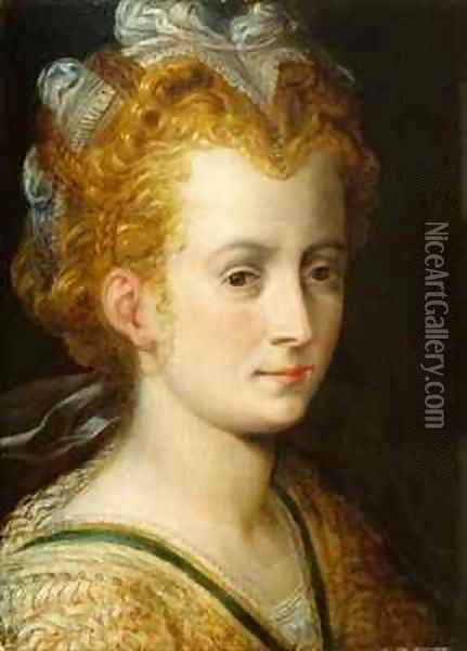 Head of a Young Woman Oil Painting - Frans Floris