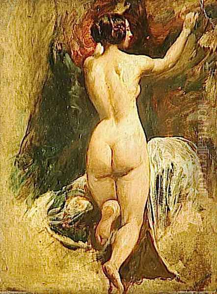 Nude Woman From Behind Oil Painting - William Etty