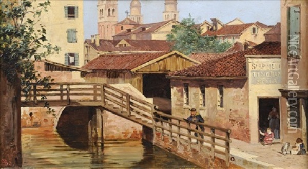 Venice (rivo Della Squera) Oil Painting - Antonietta Brandeis