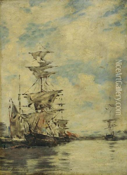 Voiliers Dans Le Port Oil Painting - Eugene Boudin