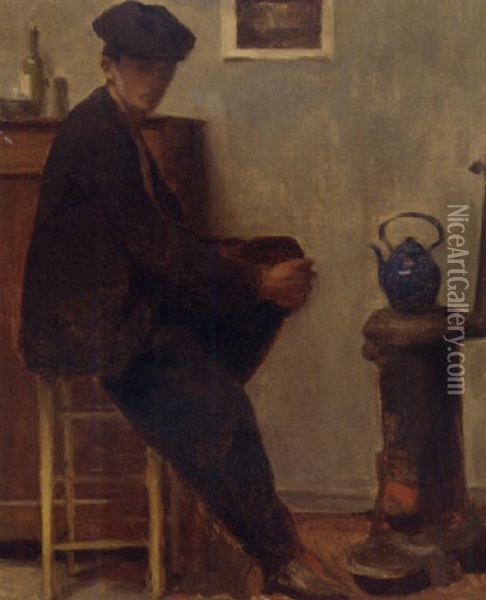 Portrait Of A Seated Man, The Artist(?) Oil Painting - Leon-Pierre Felix