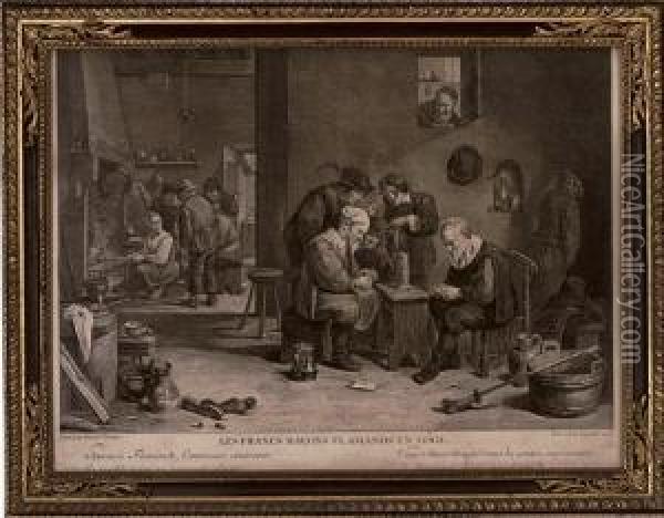 Les Francs Macons Flamands En Loge, 1747 Oil Painting - David The Younger Teniers
