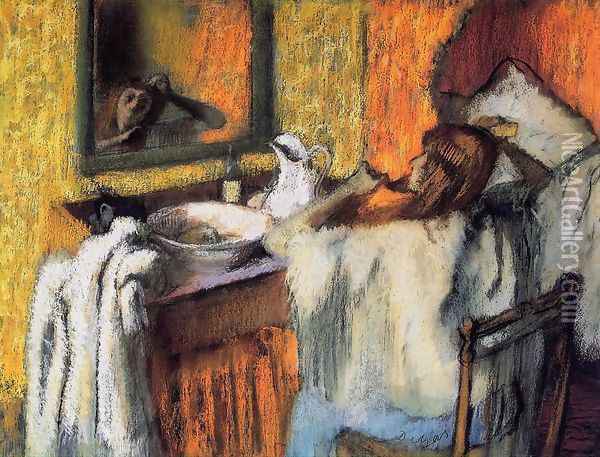Woman at Her Toilette I Oil Painting - Edgar Degas