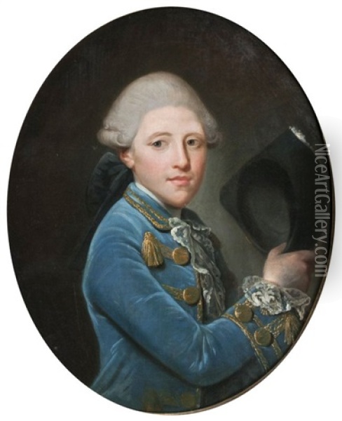 Portrait Eines Herren Im Blauen Rock Oil Painting - Jean-Baptiste Perronneau