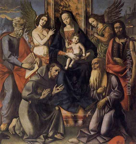 Virgin and Child with Four Saints c. 1520 Oil Painting - Italian Unknown Masters
