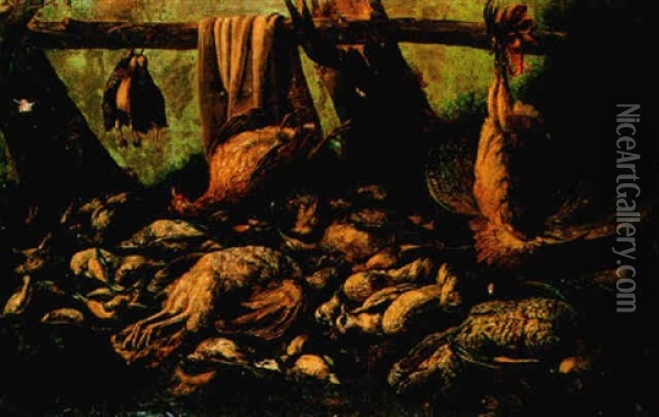 Gibier Mort Dans Un Paysage Oil Painting - Jacob van der Kerckhoven