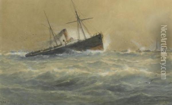 Untitled (ship At Sea) Oil Painting - George Stanfield Walters