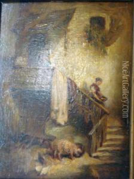 Cour De Ferme Oil Painting - Louis Adolphe Hervier
