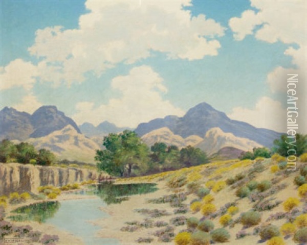 On Cibolo Creek Oil Painting - Lewis Woods Teel