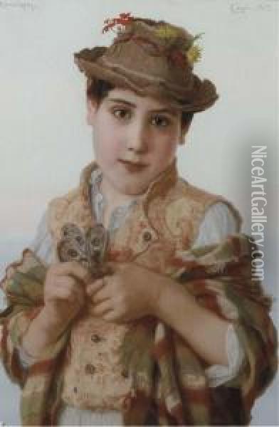 The Butterfly Boy Oil Painting - Adriano Bonifazi