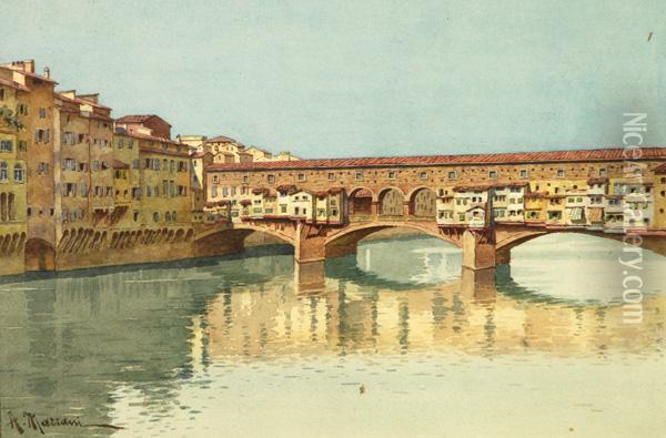 Ponte Vecchio Oil Painting - A. Marrani