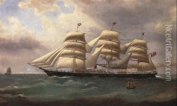 The Auxiliary Ship Rigged Screw Steamer Queen Of The Thames... Oil Painting - William Clark