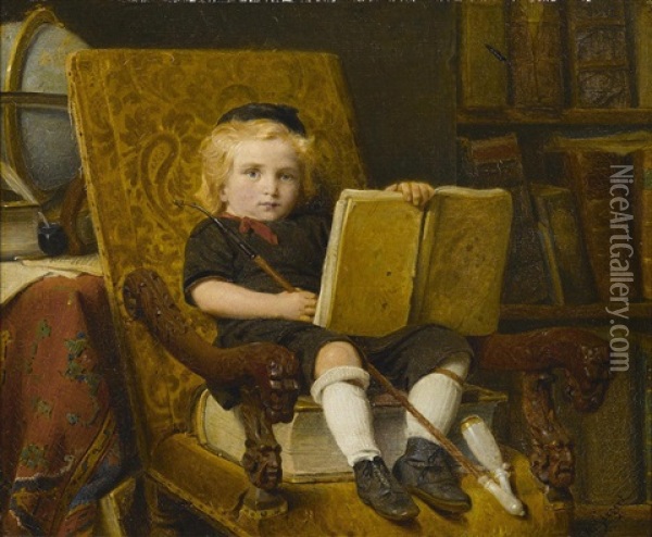 The Young Scholar Oil Painting - August Friedrich Siegert