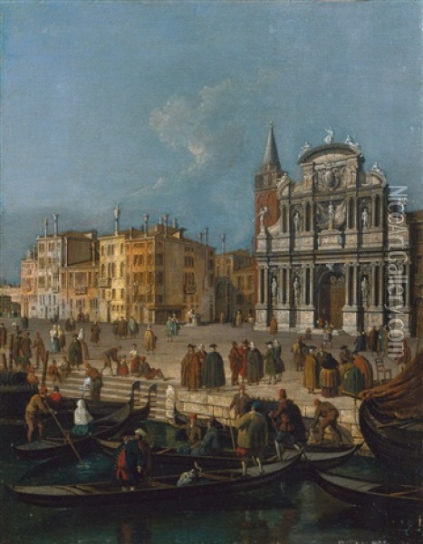 Venezianisches Capriccio Mit Der Kirche S. Maria Zobenigo Oil Painting - Giacomo Guardi