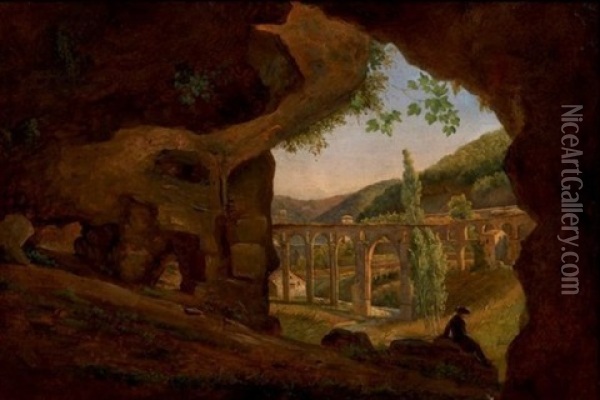 Ponte D'ariccia Oil Painting - Jean-Antoine Constantin d'Aix