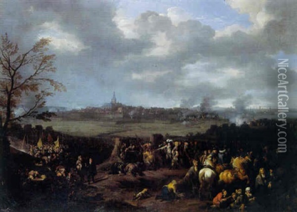 Le Siege D'une Ville Par Guillaume Iii Oil Painting - Jan van Huchtenburg