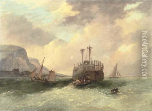 Shipping Off The Coast Oil Painting - Alfred Priest