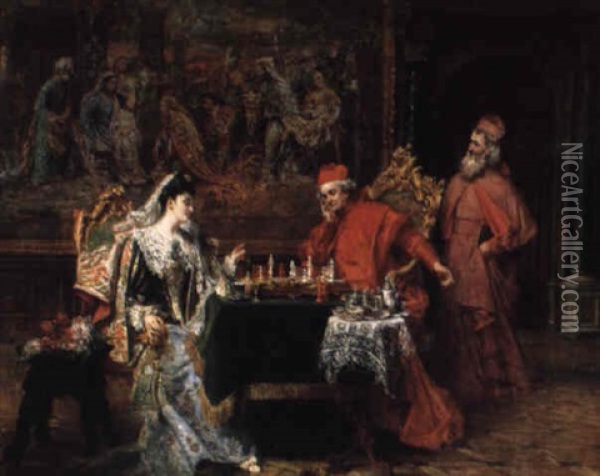 The Chess Game Oil Painting - Giuseppe Castiglione