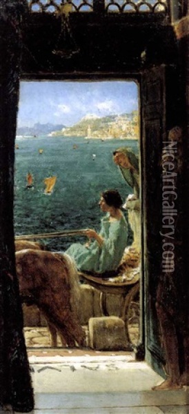 Your Carriage Stops The Way Oil Painting - Sir Lawrence Alma-Tadema