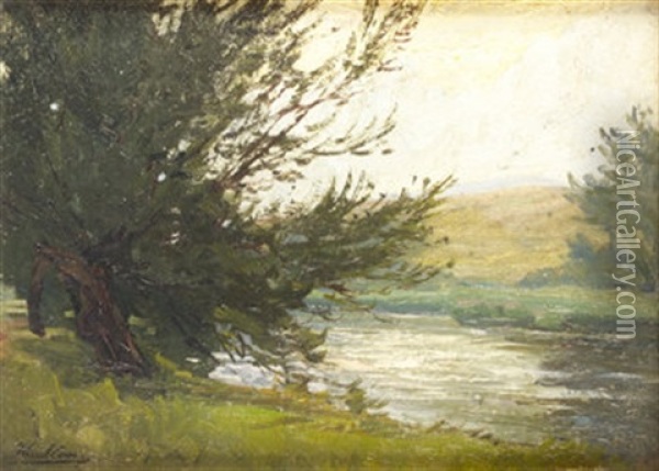 River Landscape Oil Painting - Hans (Jean) Iten