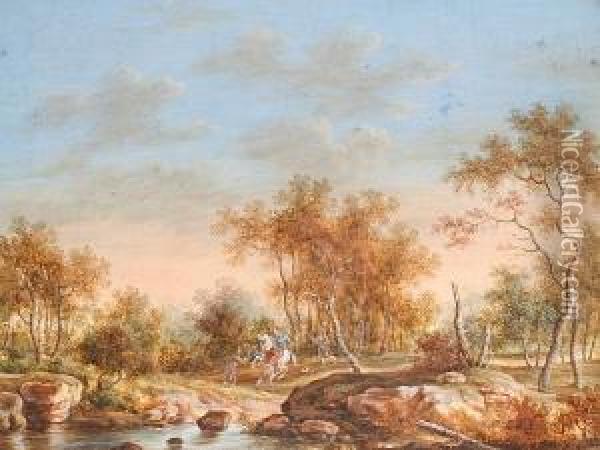 Bandits Shooting At Travellers Oil Painting - Christophe-Ludwig Agricola