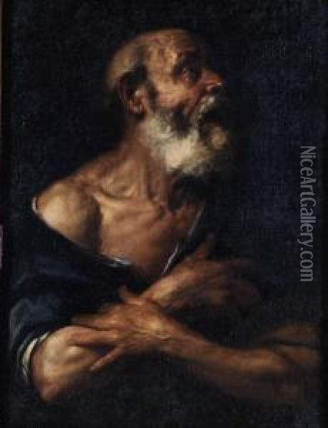 San Pietro Penitente Oil Painting - Luciano Borzone