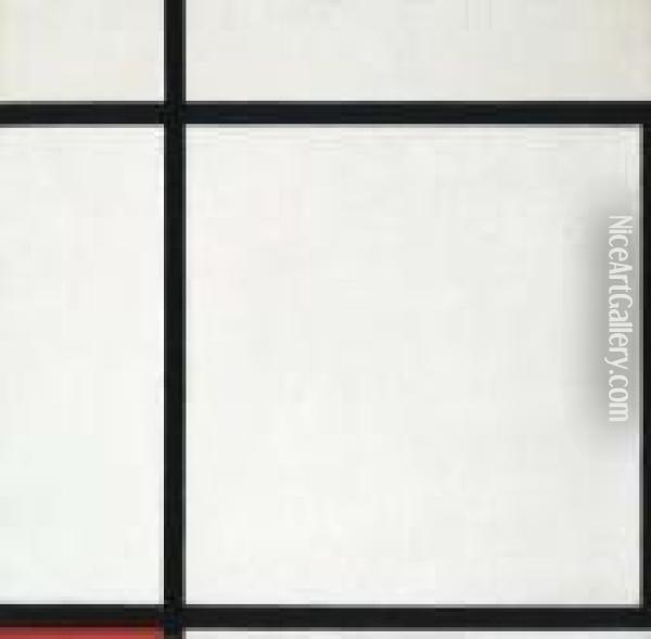 Composition Ii, With Red (composition In A Square) Oil Painting - Piet Mondrian