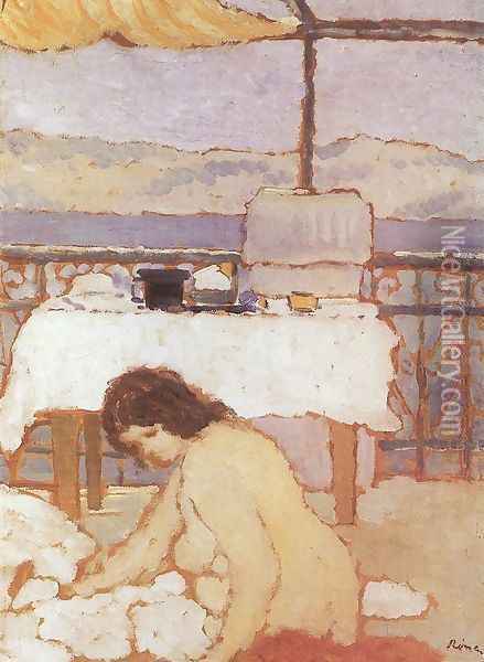 Nude on a Balcony 1909 Oil Painting - Jozsef Rippl-Ronai