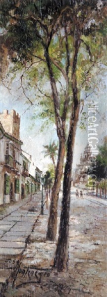 Calle De Jerez Oil Painting - Jose Montenegro Cappell